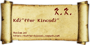 Küffer Kincső névjegykártya